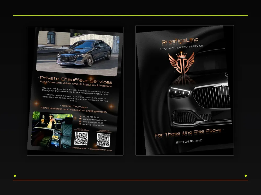 PrestigeLimo · Luxury Chauffeur A5 Flyer — portfolio cover by Nenad De Luxe